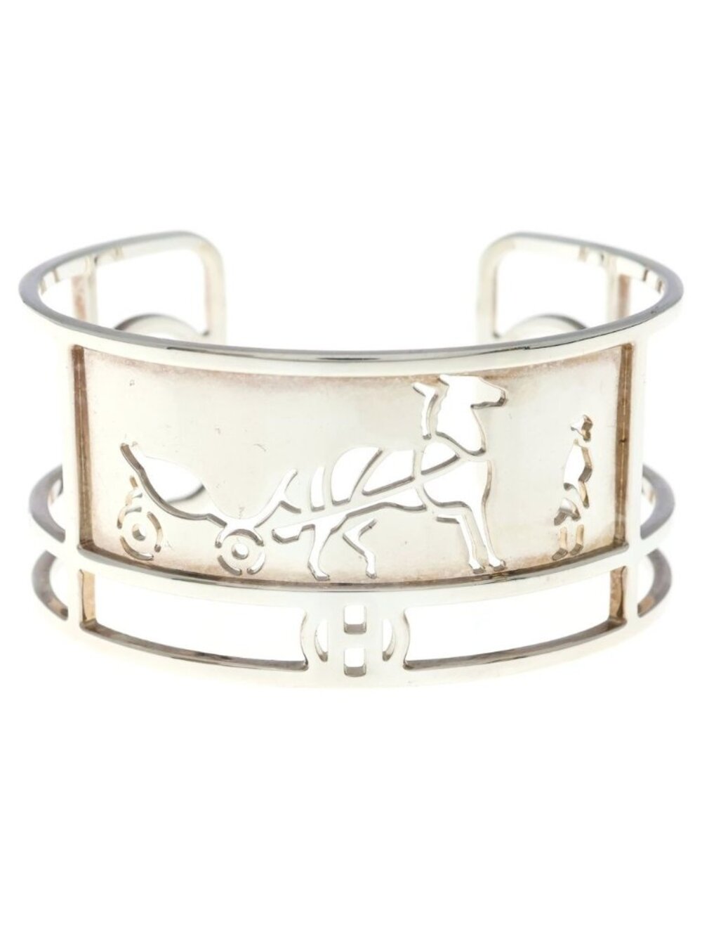 Hermes Caleche PM Bangle Bracelet Silver